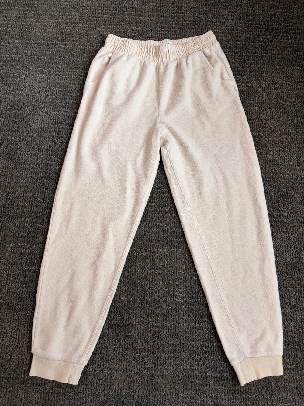 Feat Clothing BlanketBlend Fleece Joggers Size Medium Cream Off-White